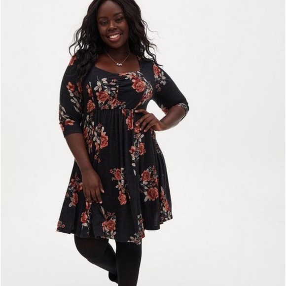 Torrid Mini‎ Super Soft Plush Skater Dress floral - Picture 1 of 9